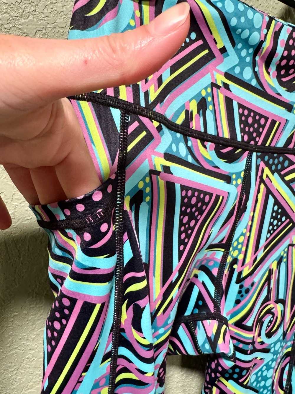 Constantly Varied Gear Neon Geometric Print Leggings - Blue/Purple/Yellow S - Picture 3 of 4